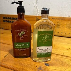 Bath & Body Works Aromatherapy Stress Relief Lotion and Wash - Brown and Clear